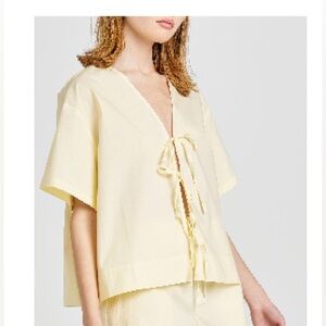 WAYF Tabitha Tie Front Woven Shirt